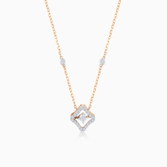 18k rose gold necklace decorated by natural diamond
