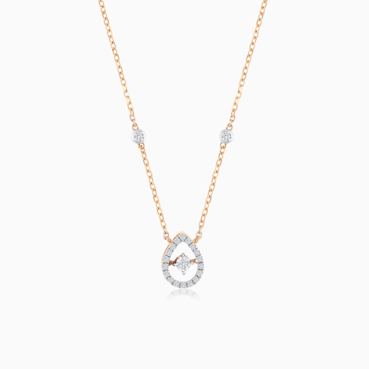 18K Rose Gold Drop Necklace with Natural Diamonds | Dancing Diamond Collection
