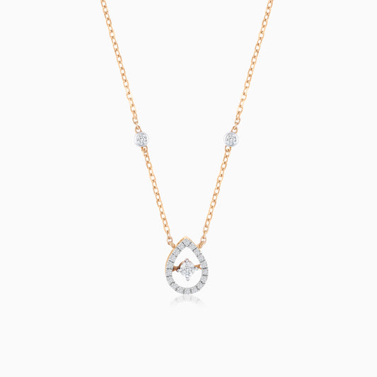 18K ROSE GOLD NECKLACE IN DROP SHAPE DECORATED WITH NATURAL DIAMOND