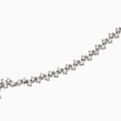White Gold Necklace with Square Baguette and Round Diamonds – Carre Collection
