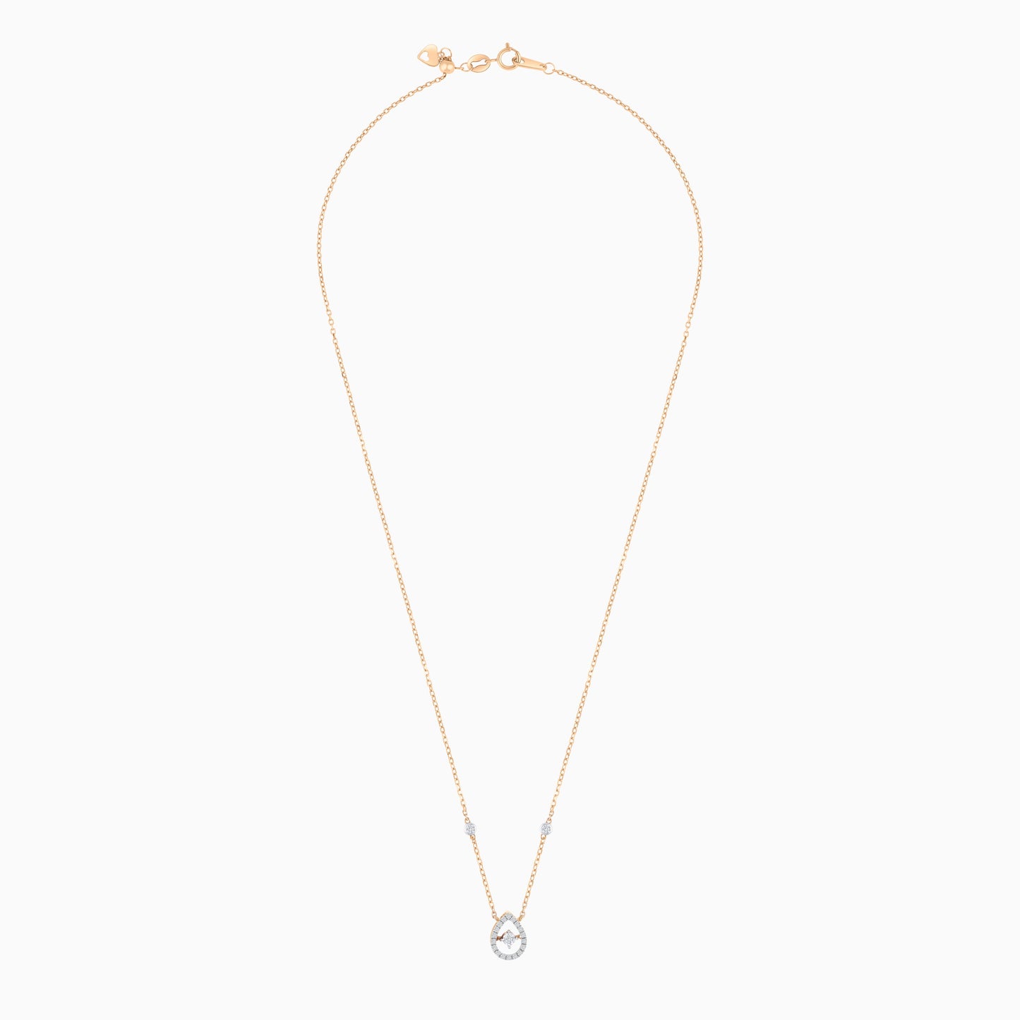 18K Rose Gold Drop Necklace with Natural Diamonds | Dancing Diamond Collection