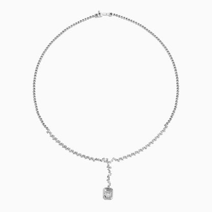 White Gold Necklace with Square Baguette and Round Diamonds – Carre Collection