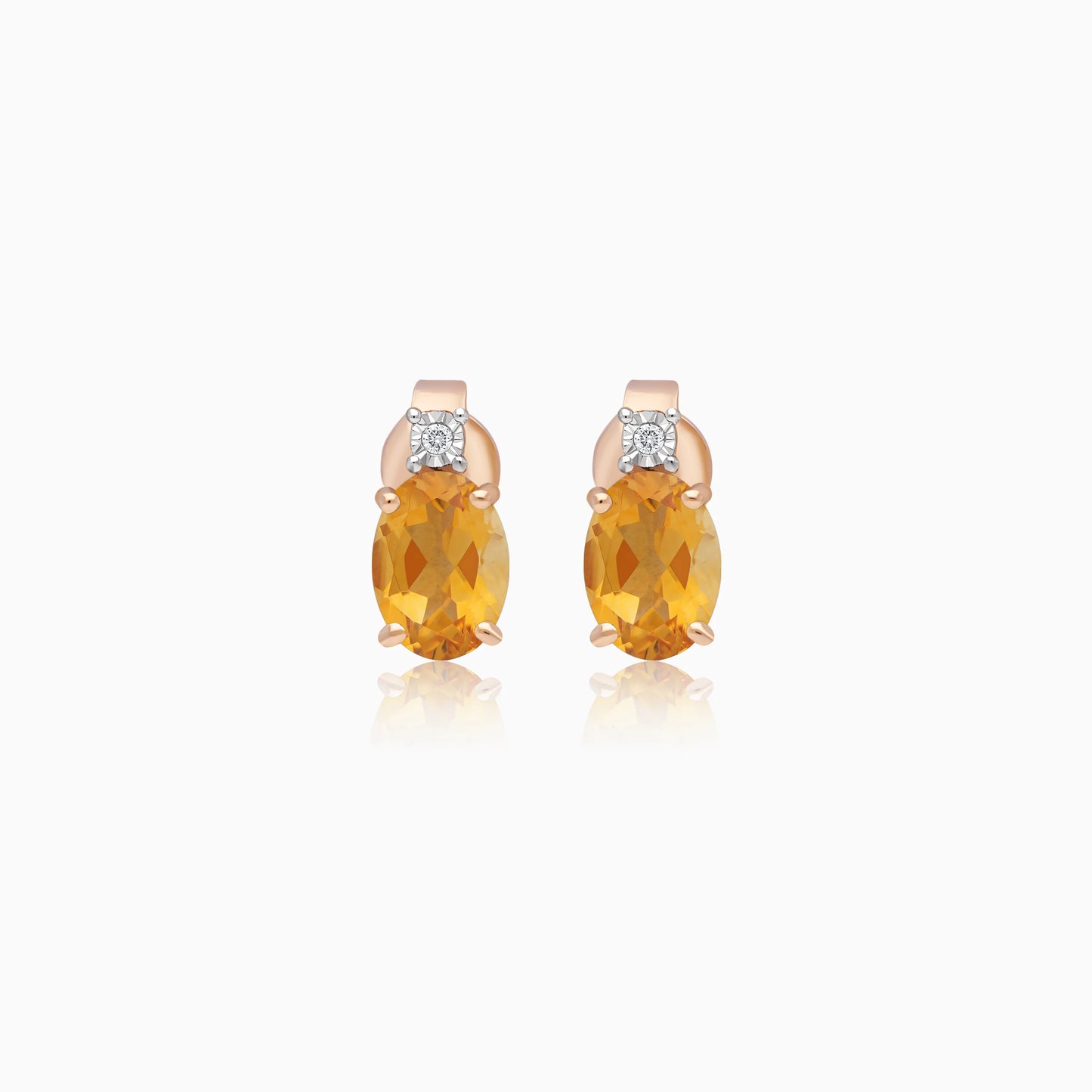 Timeless 18K Rose Gold Citrine & Diamond Earring – Colour Classic Collection