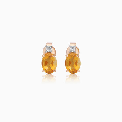 Timeless 18K Rose Gold Citrine & Diamond Earring – Colour Classic Collection