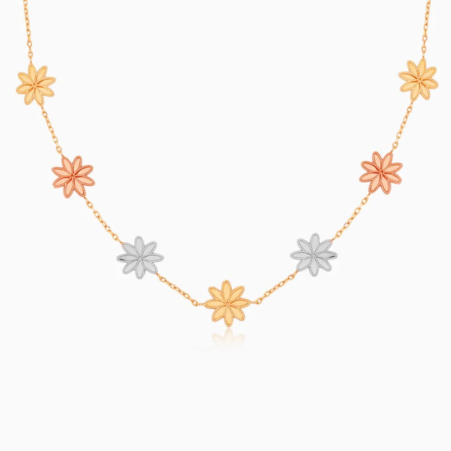 Multiple gold color necklace 18k from the Farfalla collection with flowers shaped