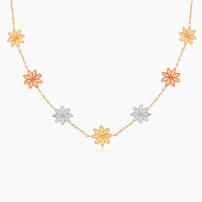 Multiple gold color necklace 18k from the Farfalla collection with flowers shaped