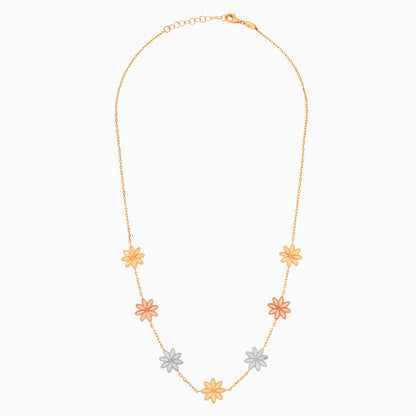 Multiple gold color necklace 18k from the Farfalla collection with flowers shaped