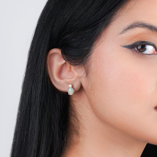 Opal and Diamond-Studded 18K Yellow Gold Earrings – Colour Classic Collection