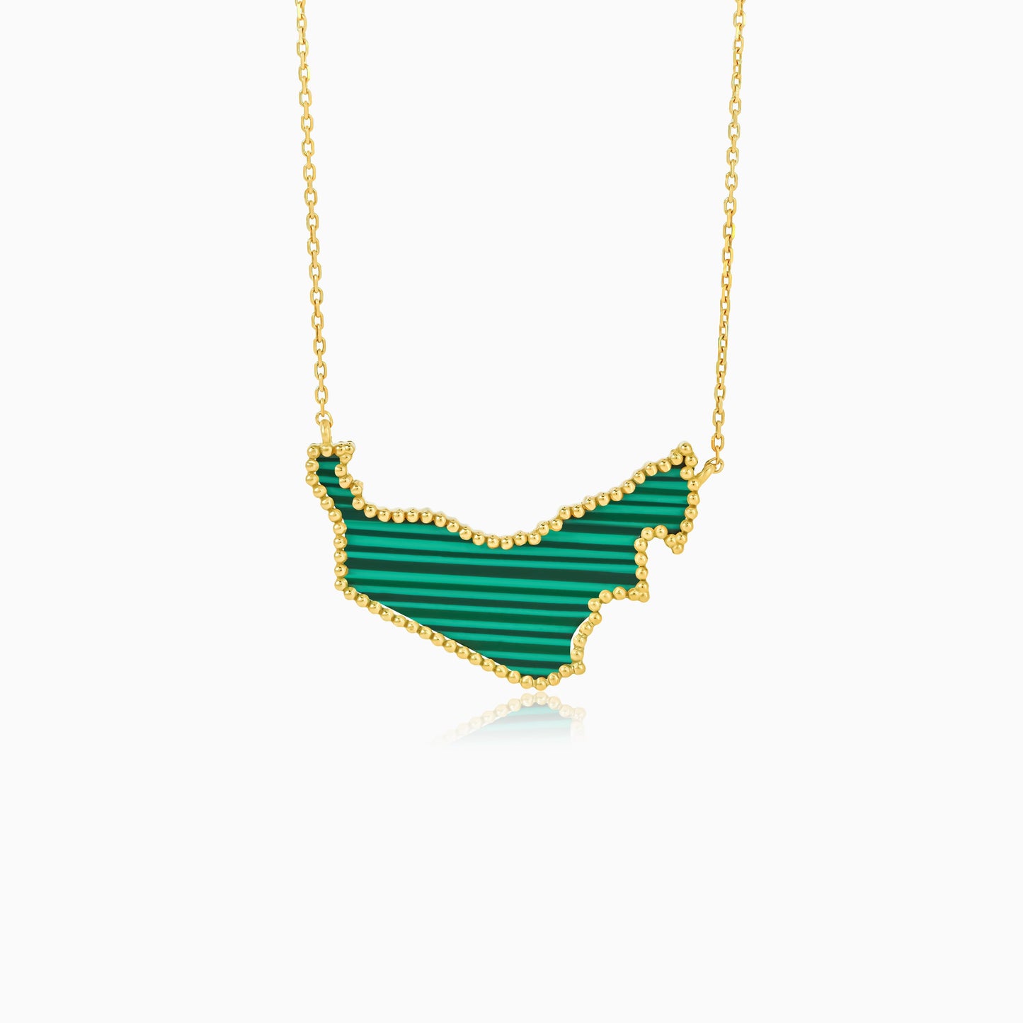 18K Yellow Gold UAE Map Pendant with Malachite