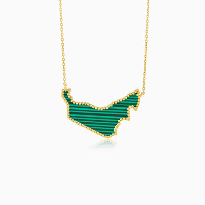 18K Yellow Gold UAE Map Pendant with Malachite