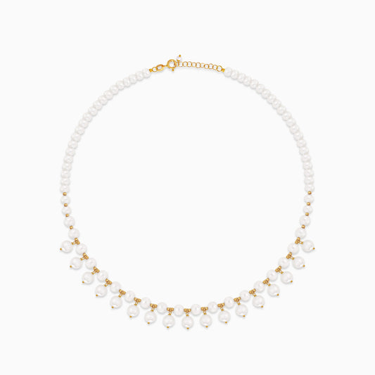 Classic Round  Pearl Necklace with 18k yellow gold - from Danah collection
