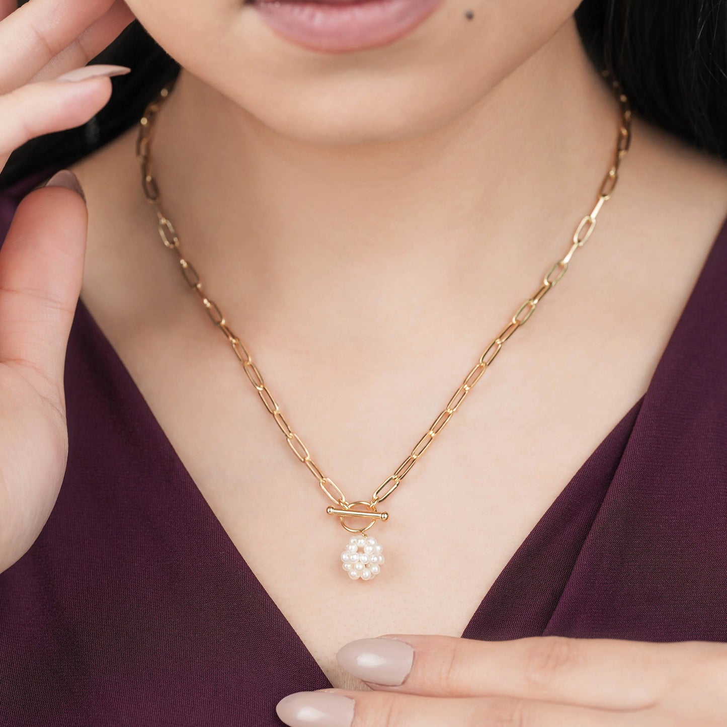Danah 18K Gold Necklace with Pearls