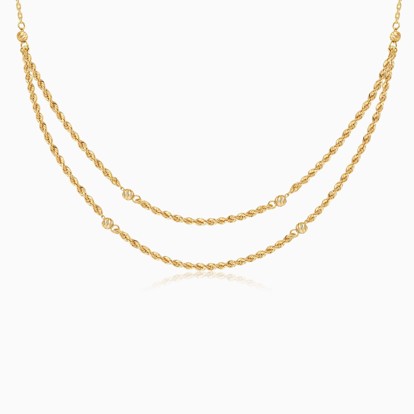 قلادة من سلسلة حبلية ذات طبقتين من الذهب الأصفر عيار 18 قيراطًا