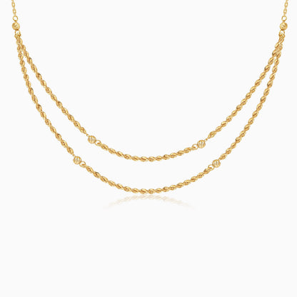 قلادة من سلسلة حبلية ذات طبقتين من الذهب الأصفر عيار 18 قيراطًا