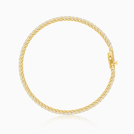 18K Yellow Gold Decorated with Natural Diamond Full Eternity 3.0-carat Tennis Bracelet