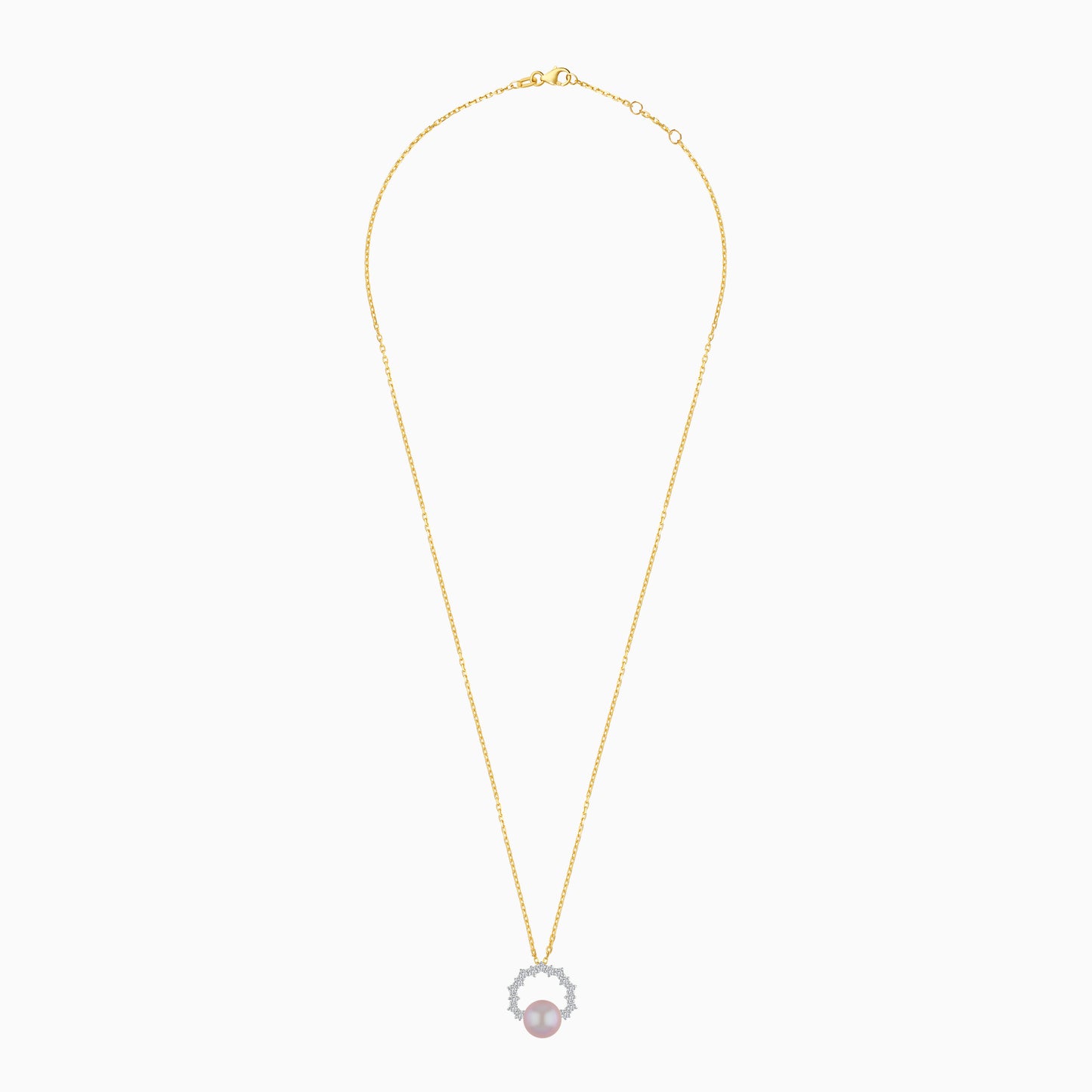18K Yellow Gold Cultured Pearl and Diamond Necklace