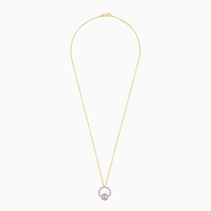 18K Yellow Gold Cultured Pearl and Diamond Necklace