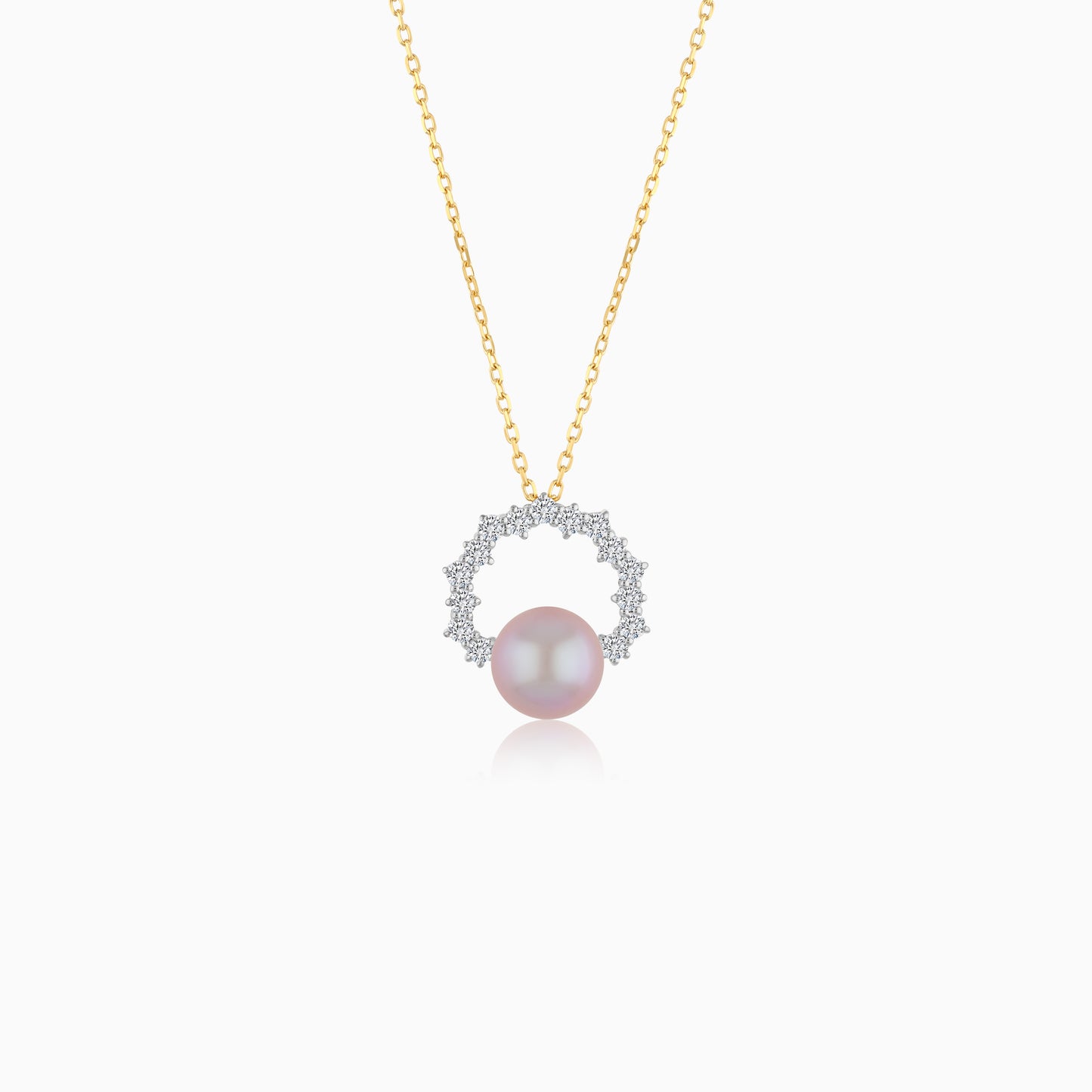 18K Yellow Gold Cultured Pearl and Diamond Necklace