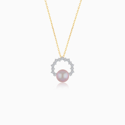 18K Yellow Gold Cultured Pearl and Diamond Necklace