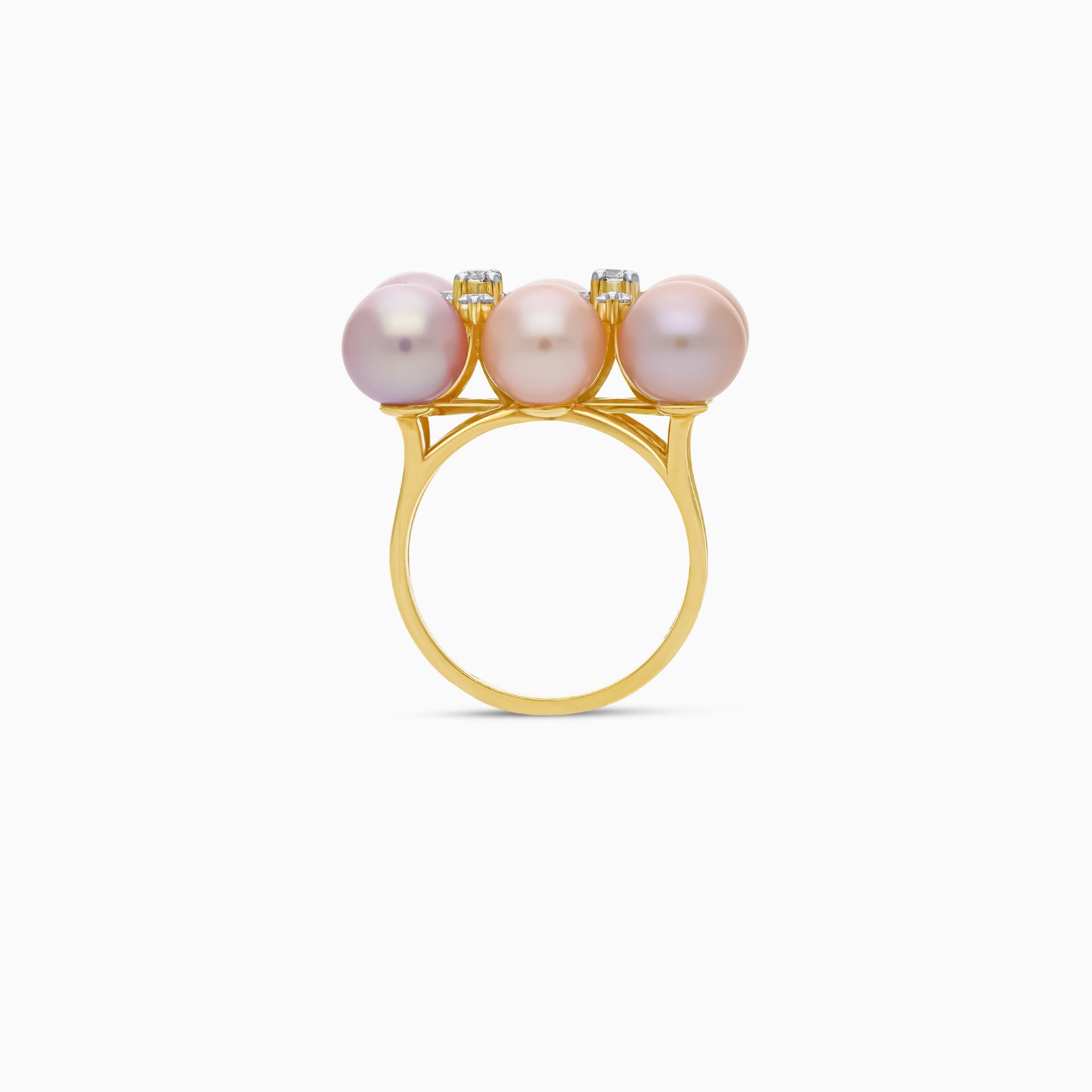 Multi-color pearls and natural diamonds Ring in 18k yellow gold | danah diamond collection