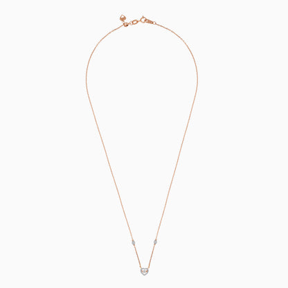 Adjustable Necklace in 18k Rose Gold Heart Shape with Dancing Natural Diamond