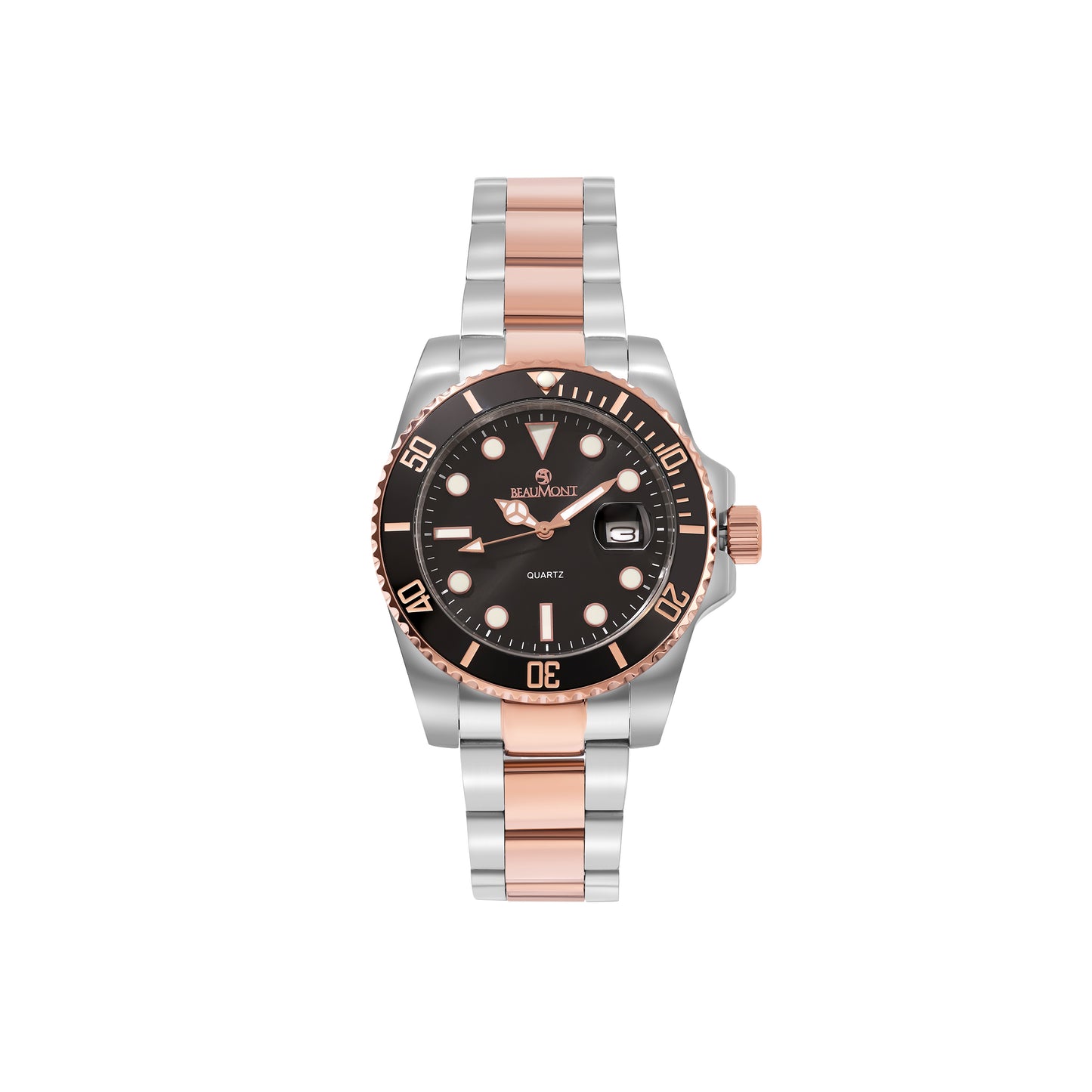 Black & Rose Gold Stainless Steel Quartz Beaumont Gents Watch