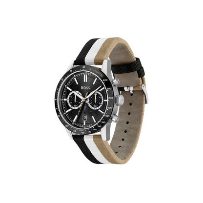Boss watch Quartz movement in a Round case Stainless Steel with Nylon Multicolour  Strap