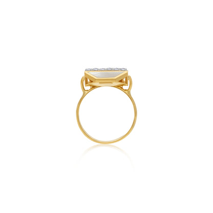 18k Yellow Gold Ring Natural Diamonds and MOP - Bovo Collection