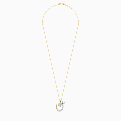 18k Yellow Gold 'Noon' Arabic Letter Necklace with Diamonds & Blue Topaz | Horoufi Diamond Collection