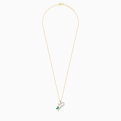 18k Yellow Gold 'Haa' Arabic Letter Necklace with Natural Diamonds & Agate | Horoufi Diamond Collection