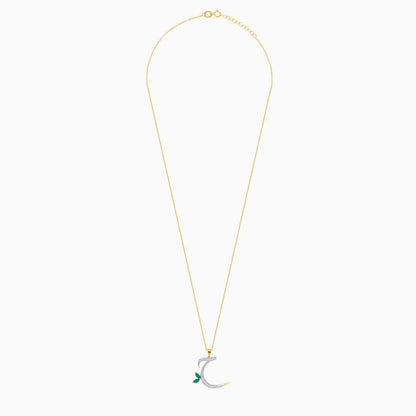 18k Yellow Gold 'Haa' Arabic Letter Necklace with Natural Diamonds & Agate | Horoufi Diamond Collection