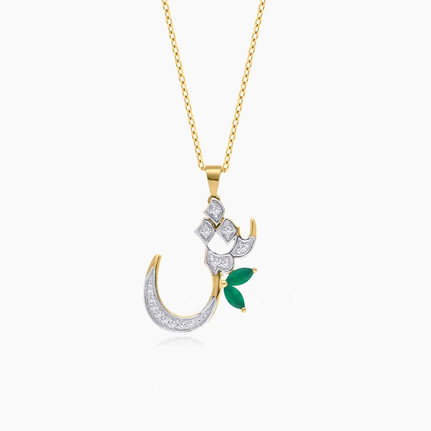 18k Yellow Gold ‘Sheen’ Arabic Letter Necklace with Natural Diamonds & Agate | Horoufi Diamond Collection