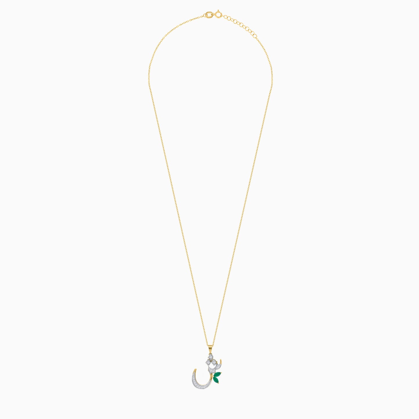 18k Yellow Gold ‘Sheen’ Arabic Letter Necklace with Natural Diamonds & Agate | Horoufi Diamond Collection