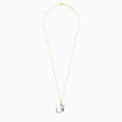 18k Yellow Gold ‘Sheen’ Arabic Letter Necklace with Natural Diamonds & Agate | Horoufi Diamond Collection