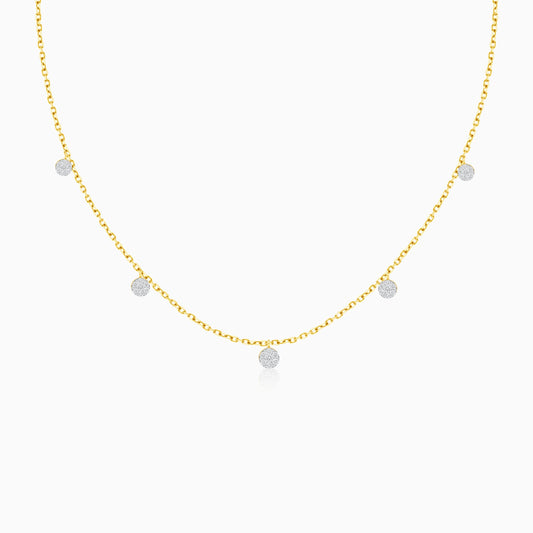 18k yellow gold necklace with dangling natural diamond stones | Trendy collection