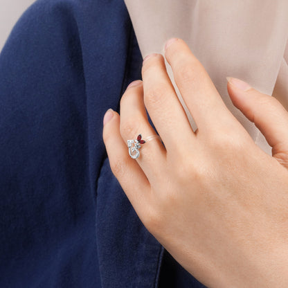 18K Gold Ring Arabic Letter Sheen with Natural Diamonds and Gemstones - Floats Collection
