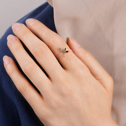 Floating Ring - Alif letter with Natural Diamonds and gemstones
