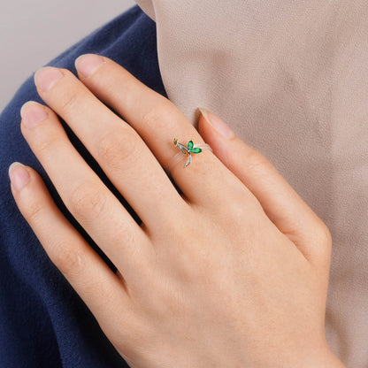 Floating Ring - Alif letter with Natural Diamonds and gemstones