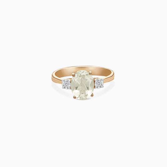 Elegant 18k Rose Gold Ring Featuring Green Prasiolite & Natural Diamond – Color Classic Collection