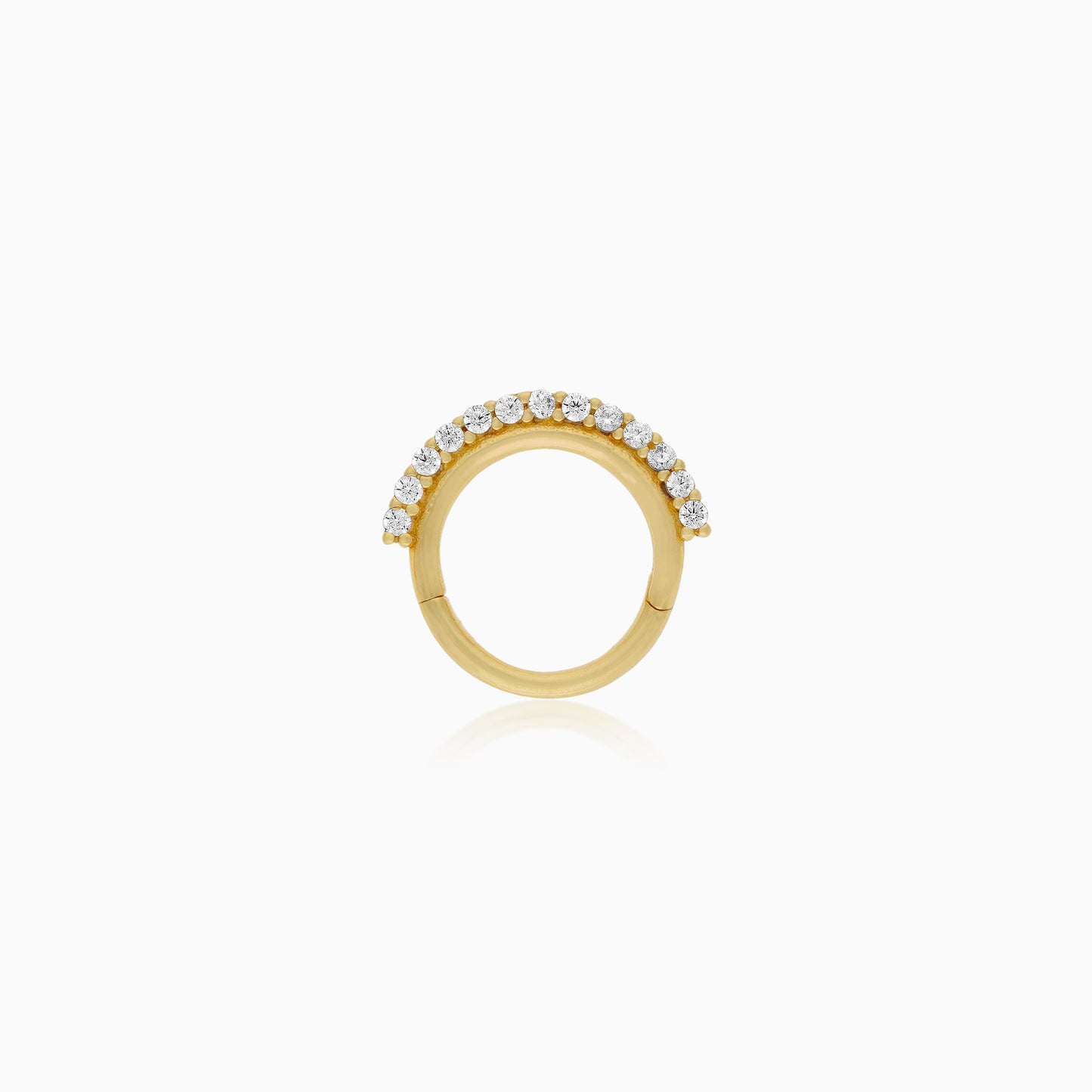 Dazzling Zircon-Stone Hoop Piercing in 18K Gold