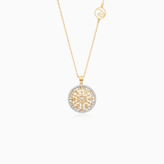 Disney Frozen-18 KT Yellow Gold - Snowflake Necklace with Natural Diamonds