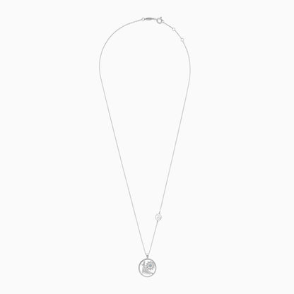 Disney Frozen- Elsa & Snowflake Necklace in 18k White Gold with Diamonds and Blue Topaz