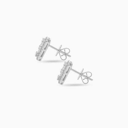 18K White Gold Rectangle-Shaped Stud Earrings with Natural Diamonds – Carré Collection