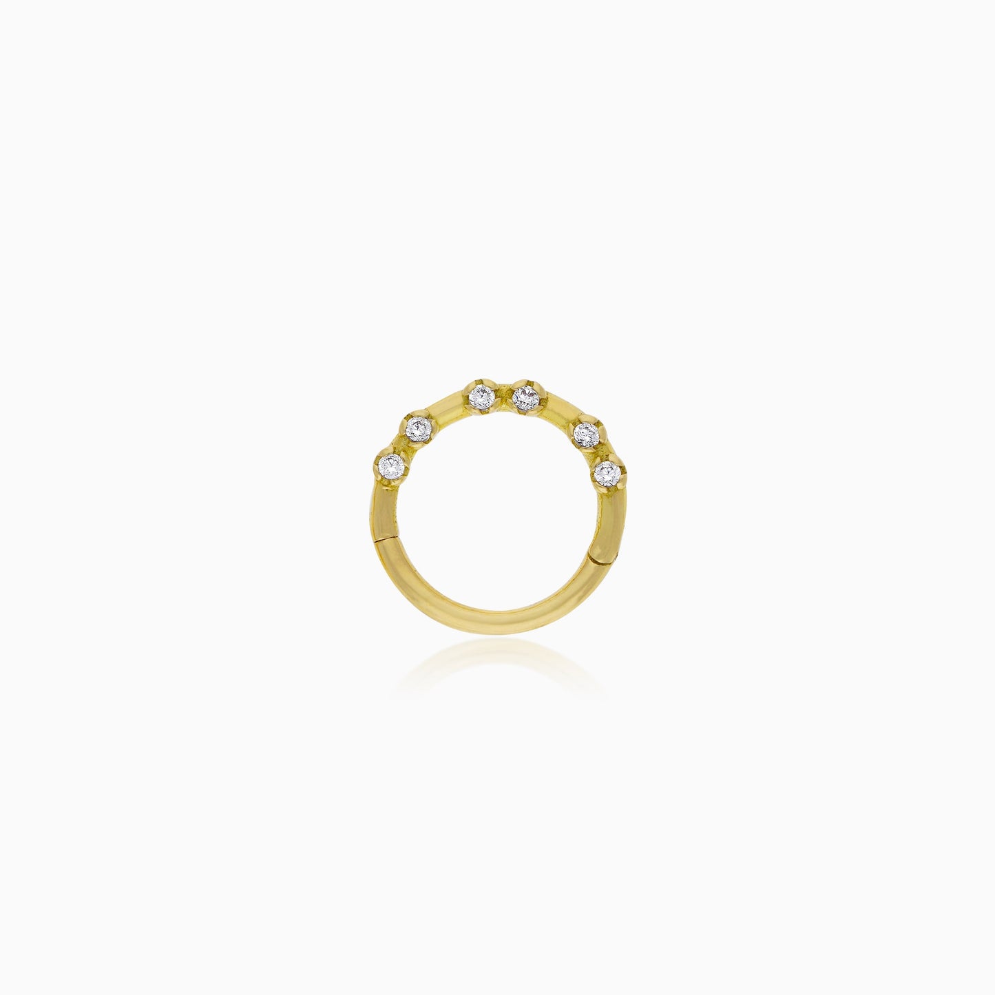 Elegant 18K Gold Hoop Piercing Embellished with Zircons