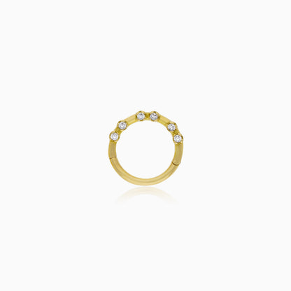 Elegant 18K Gold Hoop Piercing Embellished with Zircons
