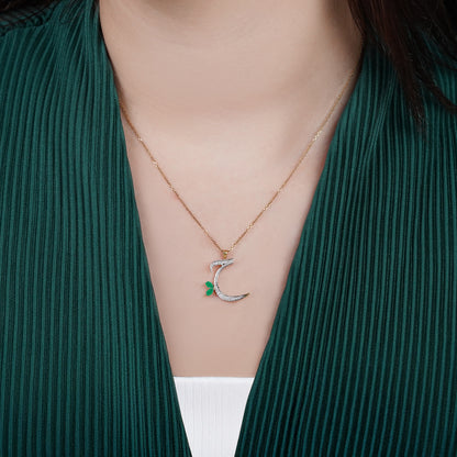 18k Yellow Gold 'Haa' Arabic Letter Necklace with Natural Diamonds & Agate | Horoufi Diamond Collection