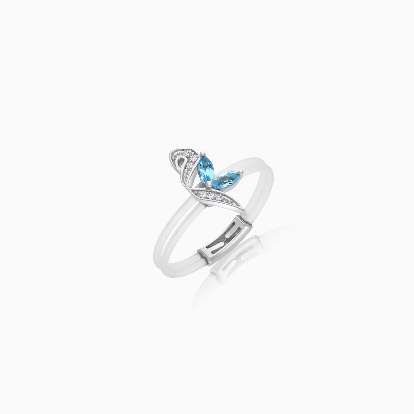 Floating Ring - Meem letter with Natural Diamonds and gemstones