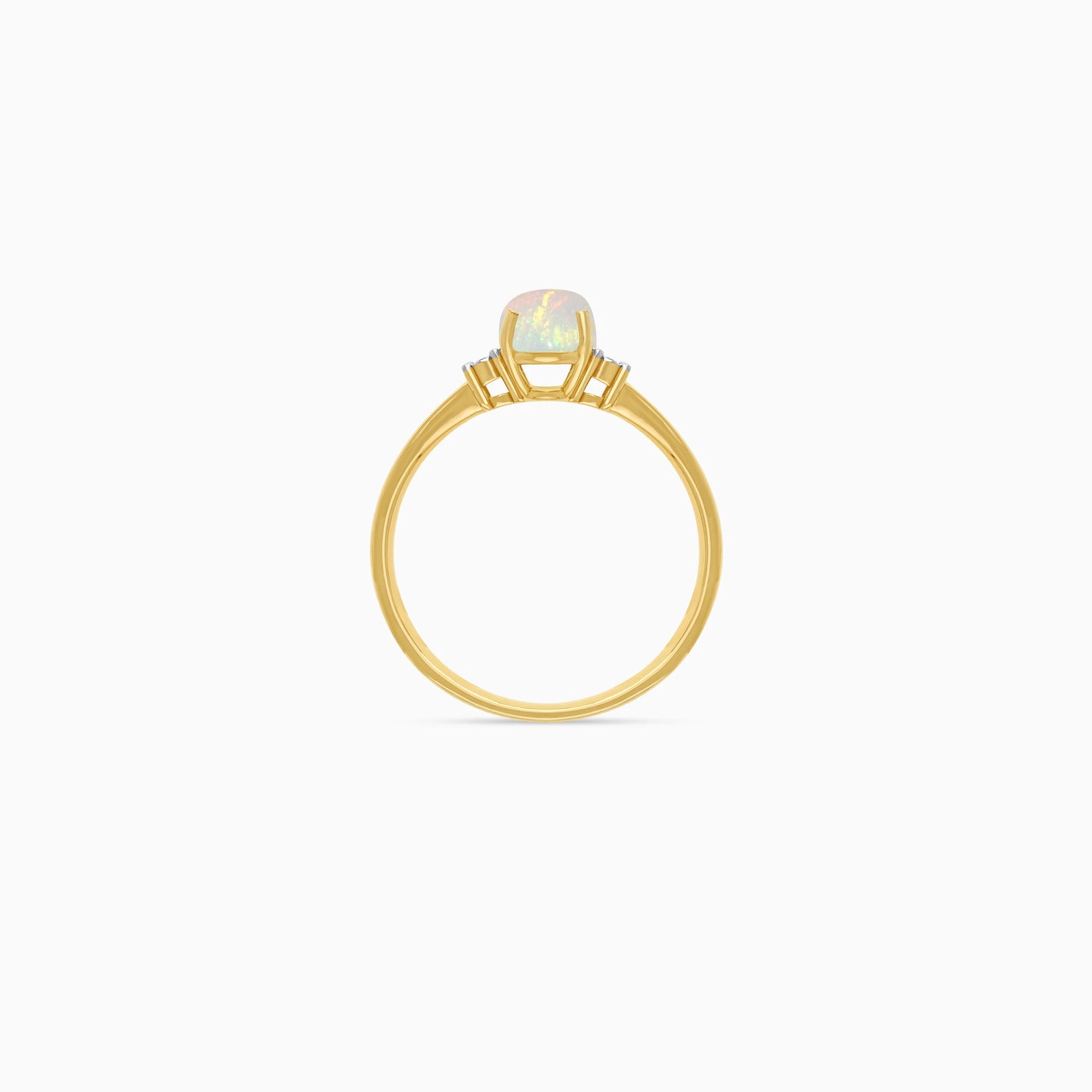 Sophisticated 18K Yellow Gold Opal & Diamond Ring – Colour Classic Collection