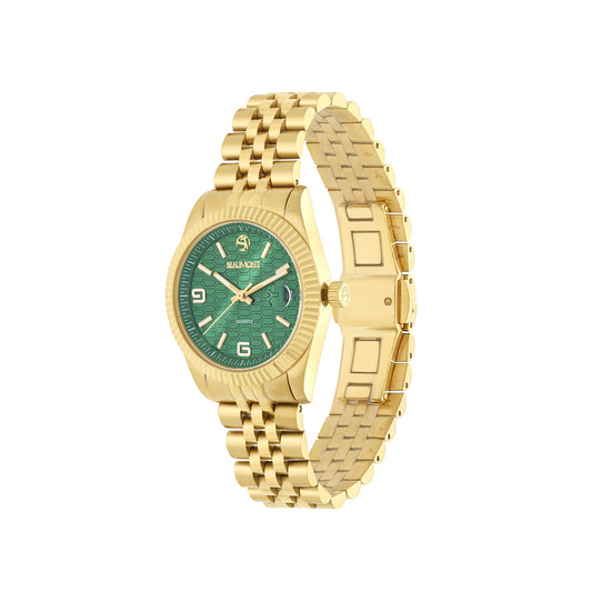 Gold Plated & Green Quartz Beaumont Ladies Watch