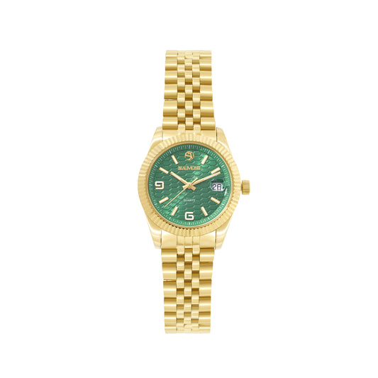 Gold Plated & Green Quartz Beaumont Ladies Watch